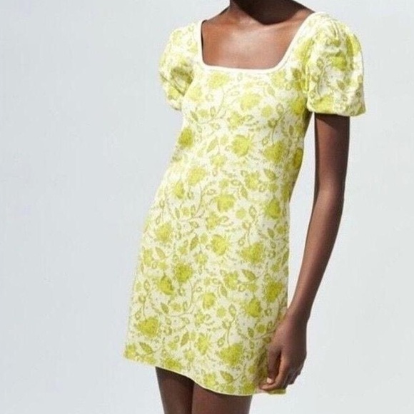 Zara Floral Yellow Dress M NWT - Picture 1 of 1